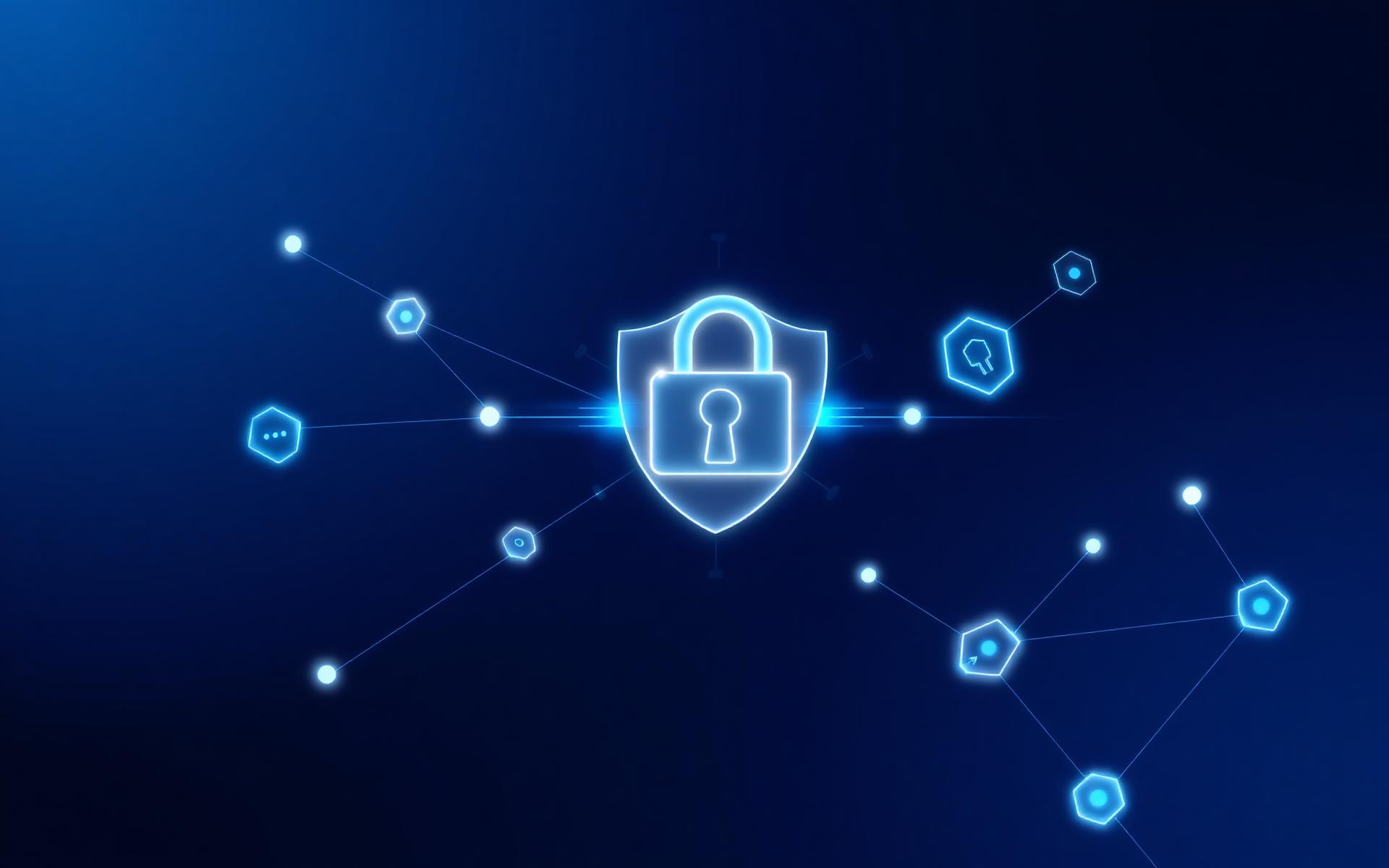 Password Intelligence: scudo digitale con lucchetto e nodi di rete